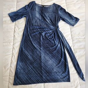 R&K Textured Navy Long Sleeve Dress